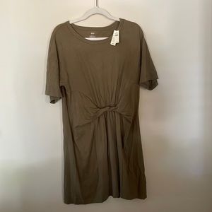 Aerie NWT Fake tie front dress olive green